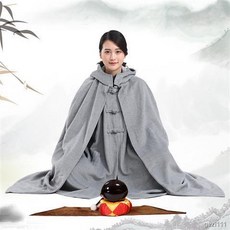 僧服 禪修服 打坐服 披風 斗篷, 1個, 淺灰色,S