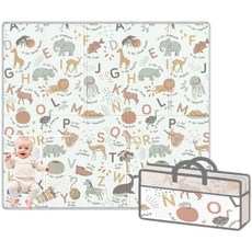 爬爬墊家用嬰兒爬行墊客廳加厚寶寶無味兒童XPE防摔地墊防水2cm, 1個, 動物字母+幾何三角