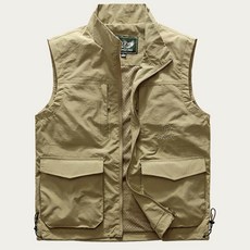 新款男士多口袋戶外薄款釣魚背心，立領速乾工裝休閒馬甲，多功能戰術背心