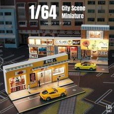 1:64 길거리 디오라마 PVC 미니어처 LED 연출 키덜트 취미 선물용, 라이팅 일본식 바비큐   피규어 미포함, 1개
