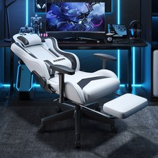 엑시론 고급형 발받침 리클라이너 게이밍 체어, 화이트