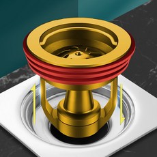 콜콜러브 자기부상 황동 하수구트랩 냄새 차단 벌레 방지 배수구트랩 화장실 욕실 부엌 베란다 하수구덮개, 구리색