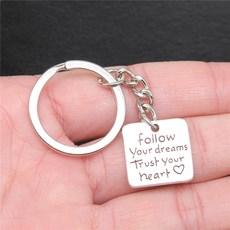 열쇠 고리 홀더 빈티지 수제 골동품 실버 옵션 19x19mm 당신꿈을 따르십시오 당신마음을 신뢰하십시오 펜던트, [01] 옵션1