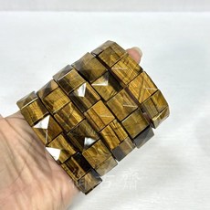 御古齋 黃金虎眼石方形切面手排 招財避邪 能量飾品, 1個