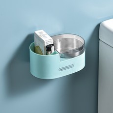 리비움 뚜껑 재떨이 벽부착 무타공 가정용 업소용 담배꽁초 욕실 재털이, 그린 + 투명 커버, 1개