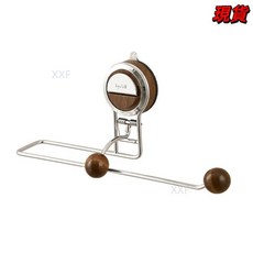 臺灣爆款-吸盤抹布捲紙置物架壁掛廚房擦手巾衛生間毛巾紙巾可拆卸收納架, 胡桃木-捲紙置物架, 1個