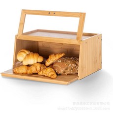 楠竹桌面收納麵包箱 廚房整理置物盒 烘焙麵包盒, 原木色,可定制, 1個