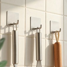 필굿리빙 304 스텐 다용도 접착식 후크 걸이, 4개, 실버