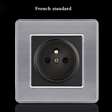 12 3 4 갱 웨이 LED 무작위 클릭 스위치 미러 아크릴 스테인레스 스틸 브러시 패널 전등 EU 소켓, 10 French socket