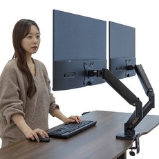 롱코 더 파이널 모니터암 거치대 블랙, 1개, 듀얼