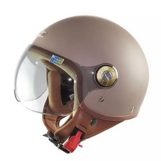 Ninja 3/4半罩式安全帽 復古飛行帽，輕量透氣，可拆卸鏡片，多色可選, 可可奶