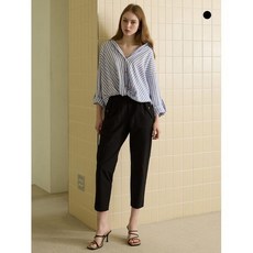 데니스골프방송상품 여성 세미 배기핏 셔링 8부 밴딩팬츠 블랙_RAQMLPT361 897817