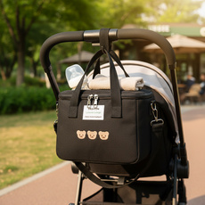 루움 초경량 넉넉수납 기저귀 가방, 블랙