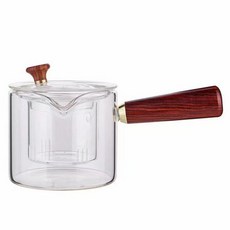 내열 유리 티포트 손잡이 차우림 차 포트 주전자, 1개, 500ml, 투명색