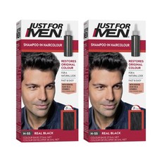 저스트 포 맨 남성 블랙 검정 염색약 Just for Men Hair Colour Real Black, 2개