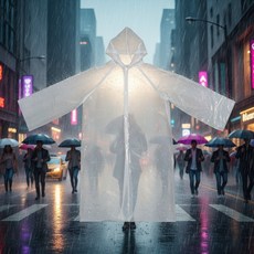 배낭형 성인 투명 우비 코트 판초우의