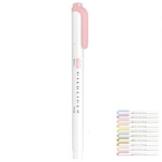 제브라 마일드라이너 파스텔 컬러 형광펜트윈 WKT7 낱색 다꾸펜 일러스트펜, ML 더스티핑크(MDP)