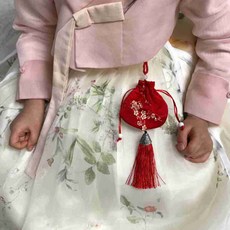 한복 장식 전통 자수 주머니 한복코사지