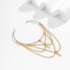 臂環飾品 2023春夏新款歐美風古風多層鏈條金屬流蘇性感時尚百搭臂環, 1個, 金色