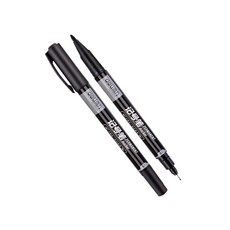 得力 雙頭油性奇異筆 記號筆, 黑, 2個裝