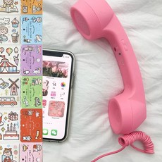 선물 부모님 레트로 전화기 수화기 감성 청취기 핸드폰, S. 핑크