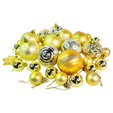 摩達客聖誕 30mm 60mm造型彩繪球42入吊飾禮盒裝(16格)香檳金色系 聖誕樹裝飾球飾掛飾, 1個