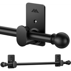 ZNONOOX 커튼봉 30~90인치 직경 5/8인치 드릴 세트 및 3M 접착 브래킷 검은색, Black, 30"-90"
