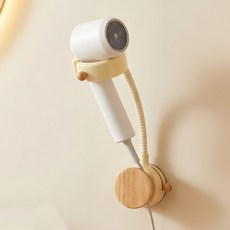 Jeernare 무타공 드라이기 거치대 다각도 조절 헤어드라이기 거치대 핸즈프리 욕실 드라이기 거치대, 원목, 1개