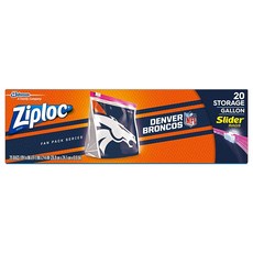 Ziploc 음식 보관 슬라이더 백 갤런 20개 NFL 탬파베이 버커니어스, Denver Broncos