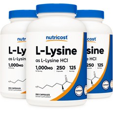 뉴트리코스트 L-라이신 1000mg 250캡슐, 250정, 3개