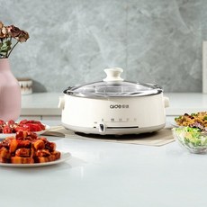 전기 멀티쿠커 샤브샤브 냄비 찜기 기능 여행용 쿠커, 4L 316 스테인리스 스틸 내솥, 기본 색상