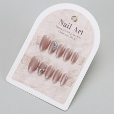 穿戴甲甲片高級感手工法式豹紋貓眼美甲片女士預製假指甲, 1個, BY2126:手工甲S碼#10片/袋