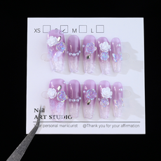 GUEFOON 粉色美甲飾品, 1個, 冰裂琉璃（中梯款）:XS（9664）