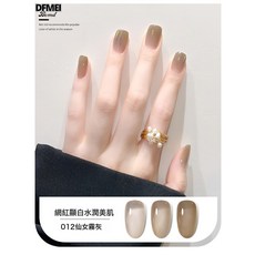 DFMEI 冰透裸色系指甲油膠套裝女果凍碎鑽膠美甲膠美甲店專用, 1個, 1g, T012-仙女霧灰:如圖
