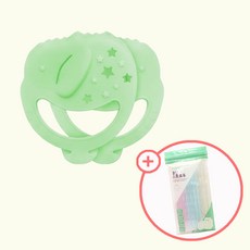 플렉사 아기띠 침받이 치발기+빨대60P, 플렉사 코끼리 치발기_그린+빨대60P, 1개, 단품