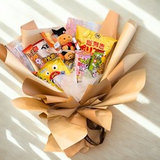 零食花束 生日花束 畢業花束, 奶茶色包裝, 1個