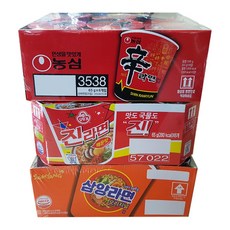 컵라면 소컵 3종 세트(신라면x6개+진라면x6개+삼양라면x6개), 18개