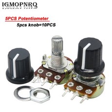 5st WH148 1K 10K 20K 50K 100K 500K 옴 15mm 3 핀 선형 테이퍼 회전식 전위차계 저항기 Arduino 용 AD2 흰, 07 20 천개 옴