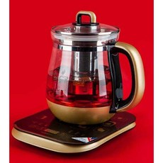 전기 약탕기1.7L 한약재 홍삼증숙 숙성등 만능쿠커 차탕기, 검정 황금색