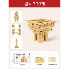 빌딩 블록 단단한 나무 두뇌발달 창의력발달 선물용으로도 적합 원목 교구, 원목 300개+보관함
