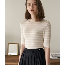 ARTID 하프 슬리브 하이넥 니트_BEIGE