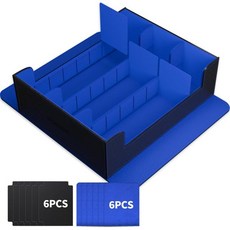 톰버트 프리미엄 카드 저장 박스 for MTG PTCG 대용량 4칸 및 4장 삽입 1200개 이상 PU 가죽 커맨더 덱 케이스 블랙 블루, 검정&파랑-2400+
