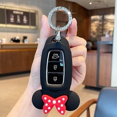 현대 호환 귀여운 차키케이스 자동차 키링 키홀더, H-4, 블랙