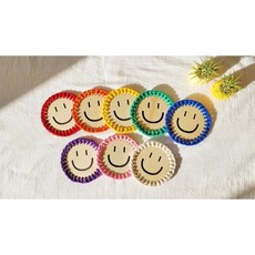 마크라메DIY 스마일 티코스터 만들기 컵받침 키트, 보라, 1개