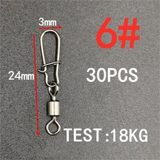 30 개/몫 낚시 커넥터 회전 인터록 핀 스냅 롤링 회전 스테인레스 스틸 스냅 Fishhook 미끼 낚시 액세서리, 6, 03 6, [03] 6