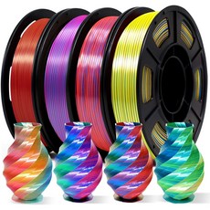 Filajoy3D FDM 3D 프린터 범용 PLA 실크 소모품 지름 1.75mm 4종 세트, 다색, 실크삼색세트250g*4