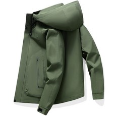 美式百搭連帽三防休閒口袋軟殼沖鋒衣男女外套工裝夾克, 4XL 建議體重（85-92.5 公斤）, 軍綠色