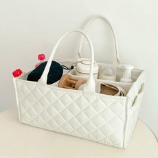 베베코지 퀼팅 기저귀 보관함 정리함 수납함 바구니, 1개, 아이보리