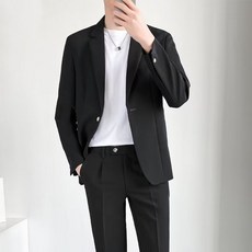 인어미남 남성 봄가을 정장세트 슬림 비즈 오피스룩 캐주얼 긴팔 긴 바지