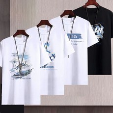 [XUMAO]1+1+1+1남성 여름 트렌디 프린트 4세트 반팔 티셔츠 다양한 코디에 어울리는 트렌디 상의